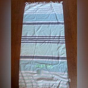 Striped Pastel Beach Towel - Mint, Gray & White by surf style new with tags
